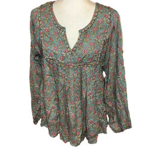 Rachel Zoe Floral Blouse - Green and Pink